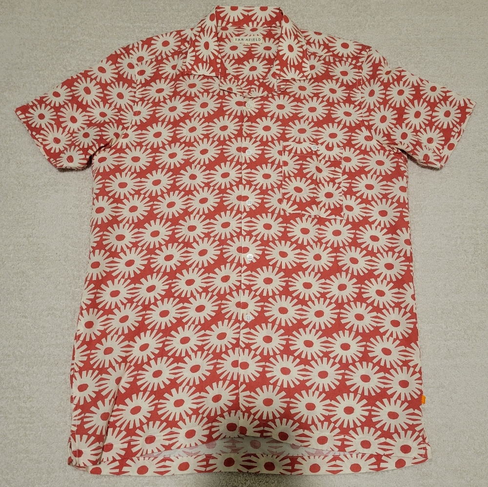 Far Afield Linen Orange and White Floral Women's Shirt